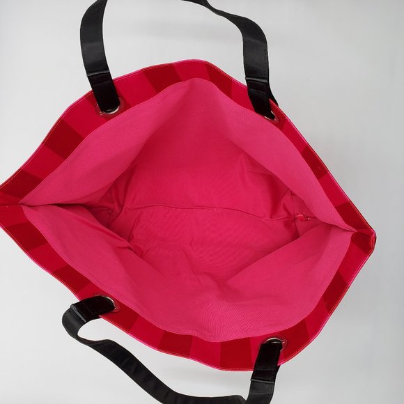 Victoria’s Secret Studded Red & Pink Striped Tote Bag - Picture 7 of 16